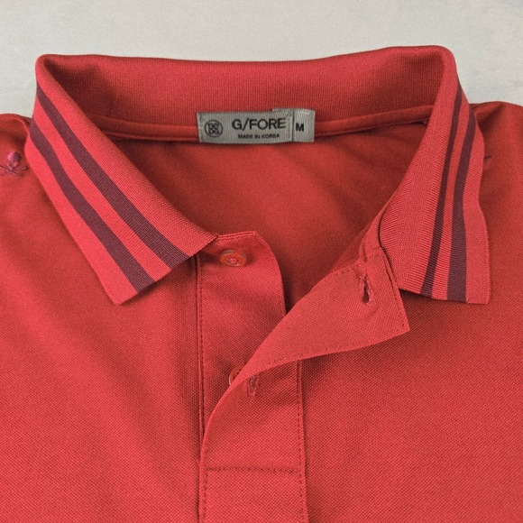 G/FORE Embroidered Skull & Tees Tech Jersey Golf Polo Shirt Medium Red - Picture 1 of 7